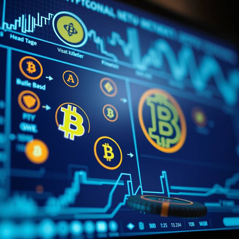 Cryptocurrency symbols on a screen