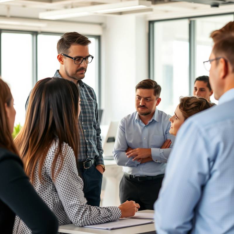 Group of people discussing investment strategies