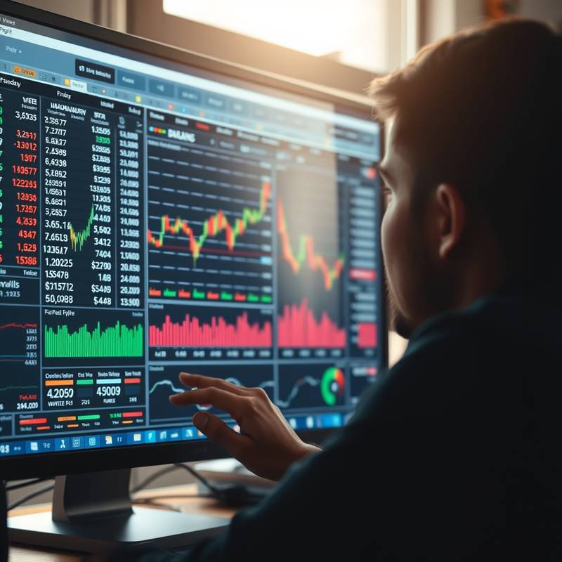 Person analyzing financial data on a computer screen